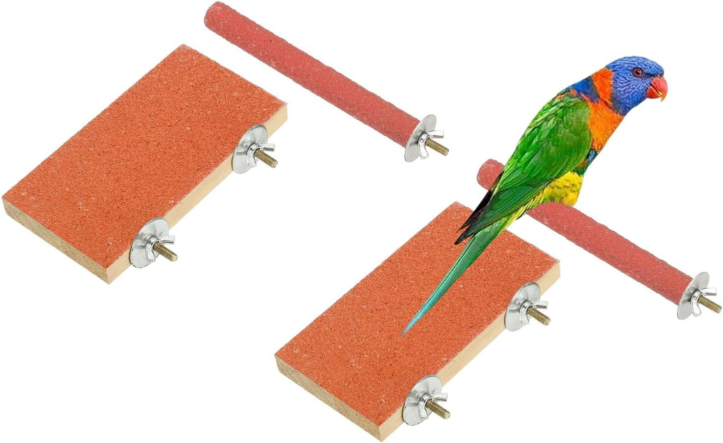 Bird Perch Stand, Wooden Parrot Perch Stand Toy, Paw Grinding Stick, Bird Cage Accessories, 6 x 3.15in (Orange, 2 Pcs) Birds Toys Intended for Cage/Parakeets/Conure/Budgie