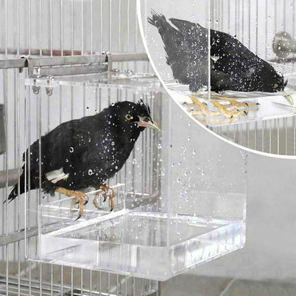 Hanging Bird Bath Cube Bird Bathtub Bath Shower Box Bowl Cage Accessory for Little Bird Canary Budgerigar Parrots Crested Myna Cockatiel Lovebird Parakeet Bath (X L)