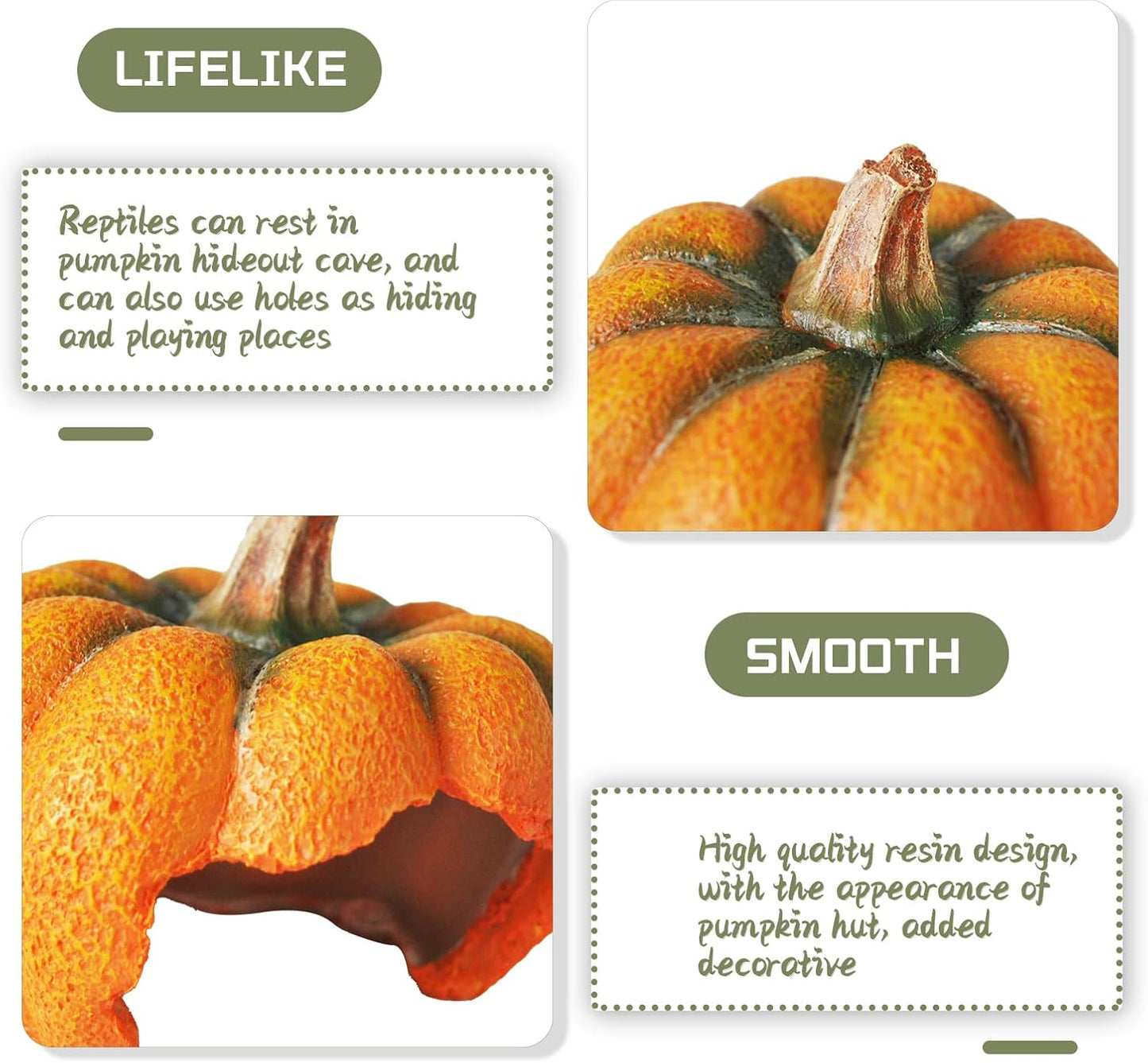 Leopard Gecko Tank Accessories,Pumpkin Resin Reptile Hideout Cave Bearded Dragon Hammock Hanging Jungle Vines Flexible Leaves for Lizard Gecko Chameleon Spider Snake Hermit Crab