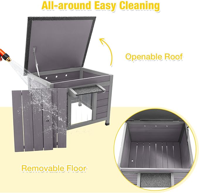 Aivituvin Outdoor Cat House Weatherproof Feral Cat Shelter for Winter Outside Kitty Condo Small Animal Bed