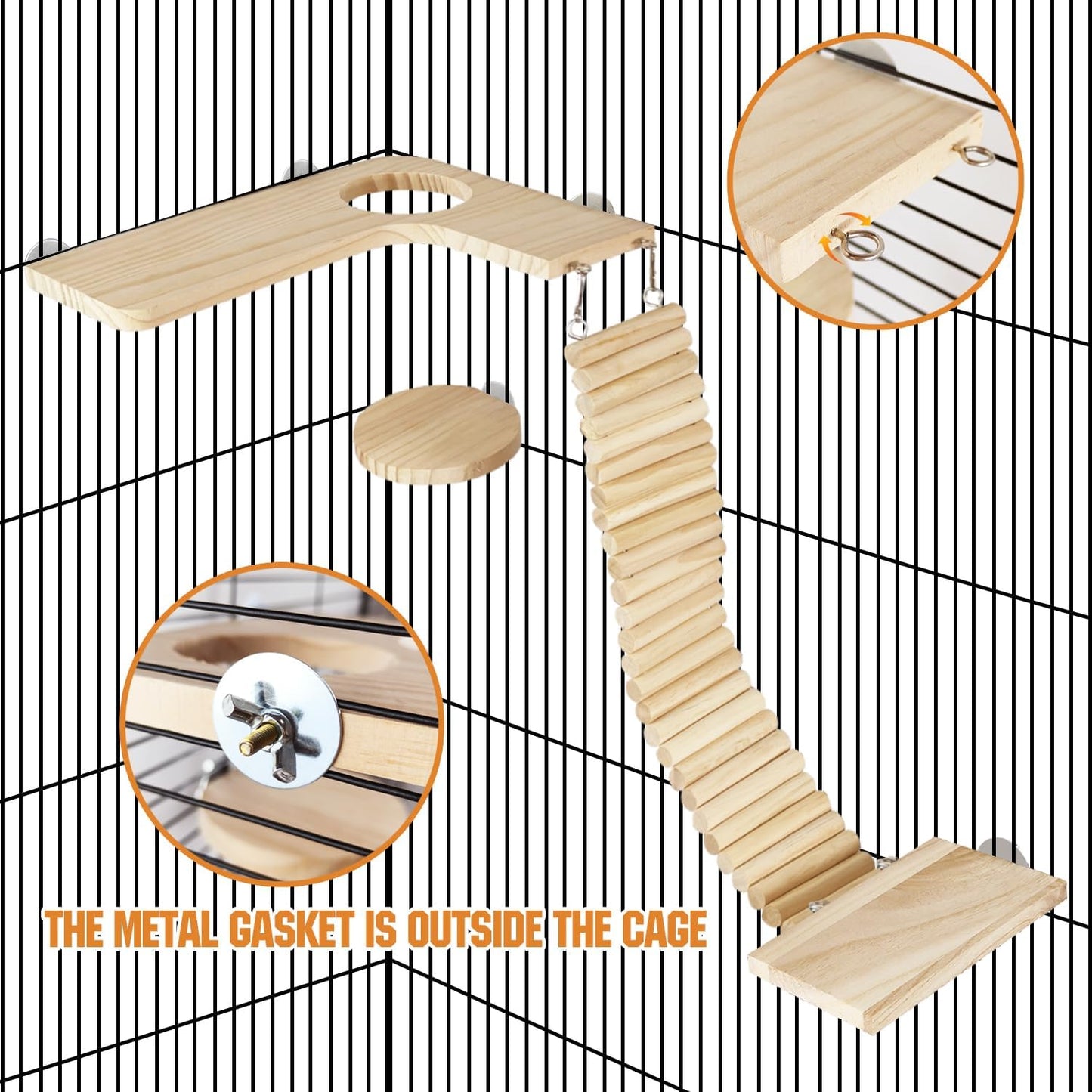 Hamster Suspension Bridge Toy，Small Animal Climbing Toys,Chinchilla Cage Natural Wood Flexible Platform Toy,Suitable for Hamsters, Chinchillas, Guinea Pigs, Birds, Small Animals