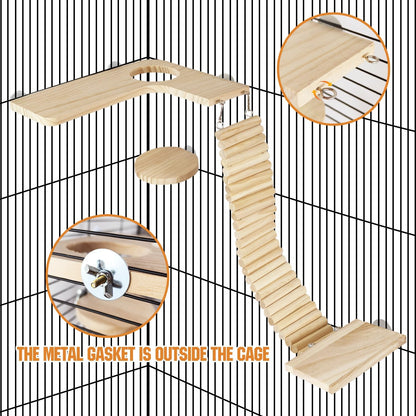 Hamster Suspension Bridge Toy，Small Animal Climbing Toys,Chinchilla Cage Natural Wood Flexible Platform Toy,Suitable for Hamsters, Chinchillas, Guinea Pigs, Birds, Small Animals