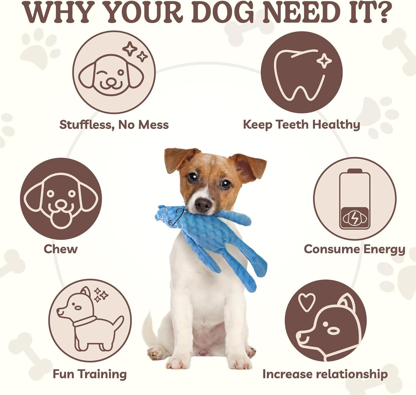 SHARLOVY No Stuffing Dog Toys 5 Pack, Crinkle Interactive Dogs Toy for Boredom, Puppy Toys for Teething to Keep Them Busy, Cute Squeaky Dogs Toy for Small, Medium, and Large Breed