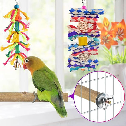 KATUMO Bird Toys, Parakeet Swing Parrot Ladder Cockatiel Perch Conure Hanging Bell Toys for Parakeet Conure Cockatiel Mynah Love Bird Small Birds