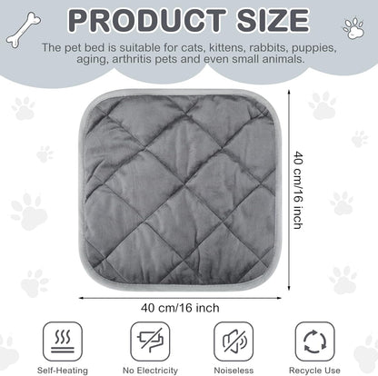 4 Pack Self Heating Cat Pad Self Warming Dog Mat Reflects Body Heat Extra Warm Thermal Pet Pad Washable Dog Cat Bed Crate Bed Mat Blanket(Gray,16 x 16 Inch)
