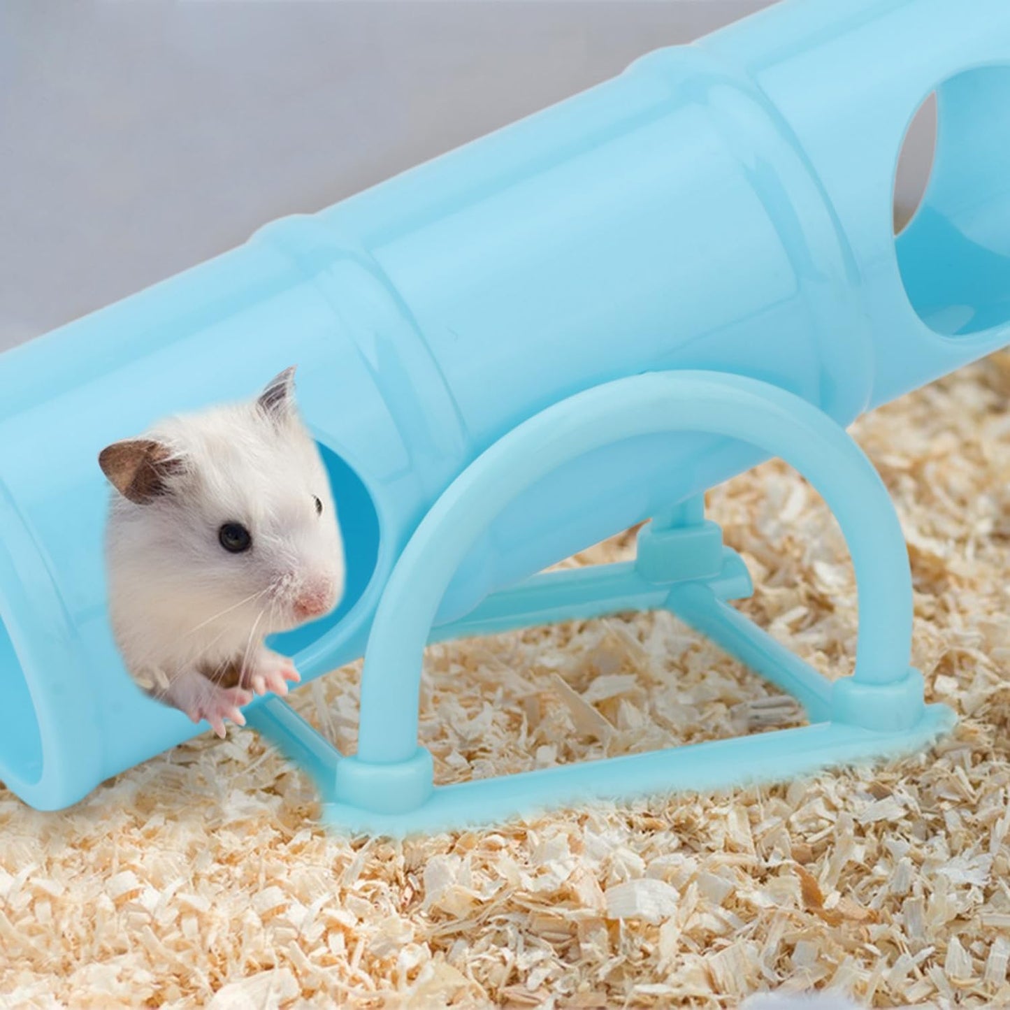 Hypeety Hamster Plastic Seesaw Tunnel Toy Hamster Mouse Hollow Tunnel Tube Toy Funny Exercise Gym Playground for Hmaster Dwarf Gerbil Small Pets (Blue)