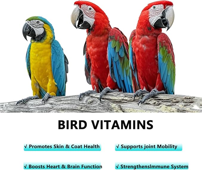 Bird Vitamins & Minerals Supplement – 5oz-Complete Nutrition for Parrots, Cockatiels & Small Birds