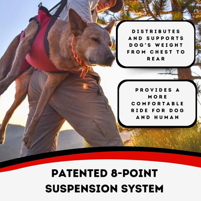 Fido Pro Airlift Emergency Dog Rescue Sling - Lightweight, Packable Dog Sling for Medium Dogs with 8-Point Support System for Safe Transport - Ideal for Hiking, Skiing - Fits Dogs 20-45 lbs