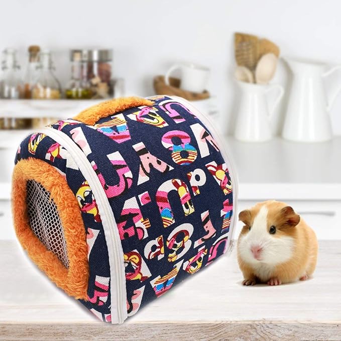 KAMEIOU Soft Small Animal Pet Chinchilla Hamter Small Guinea Pig Hedgehog Carrier Bag with Portable Handle and Detachable Shoulder Strap 8 x 8 Inches Warm Small Pet Carrier Pounch Bag