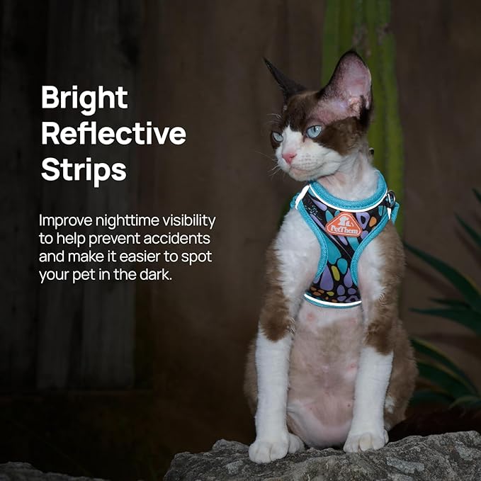Cat Harness and Leash Set, Step-in Escape Proof Adjustable Vest Harness for Small Medium Large Cats, Lightweight Soft Breathable Reflective Kitten Harness for Walking Travel, Camping(Butterfly, L)
