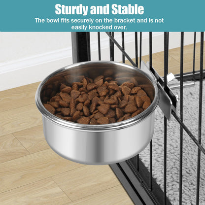 Dog Bowl Stainless Steel Pet Hanging Food Water Bowl Cage Feeding Cup Feeder for Dogs Cats Rabbits Birds Small Animal (Small)