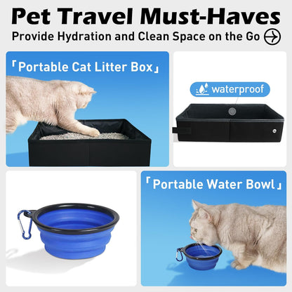 Large Cat Carrier 24"x16.5"x16.5" Soft-Sided Portable Pet Crate for Car Traveling with Collapsible Litter Box and Bowl