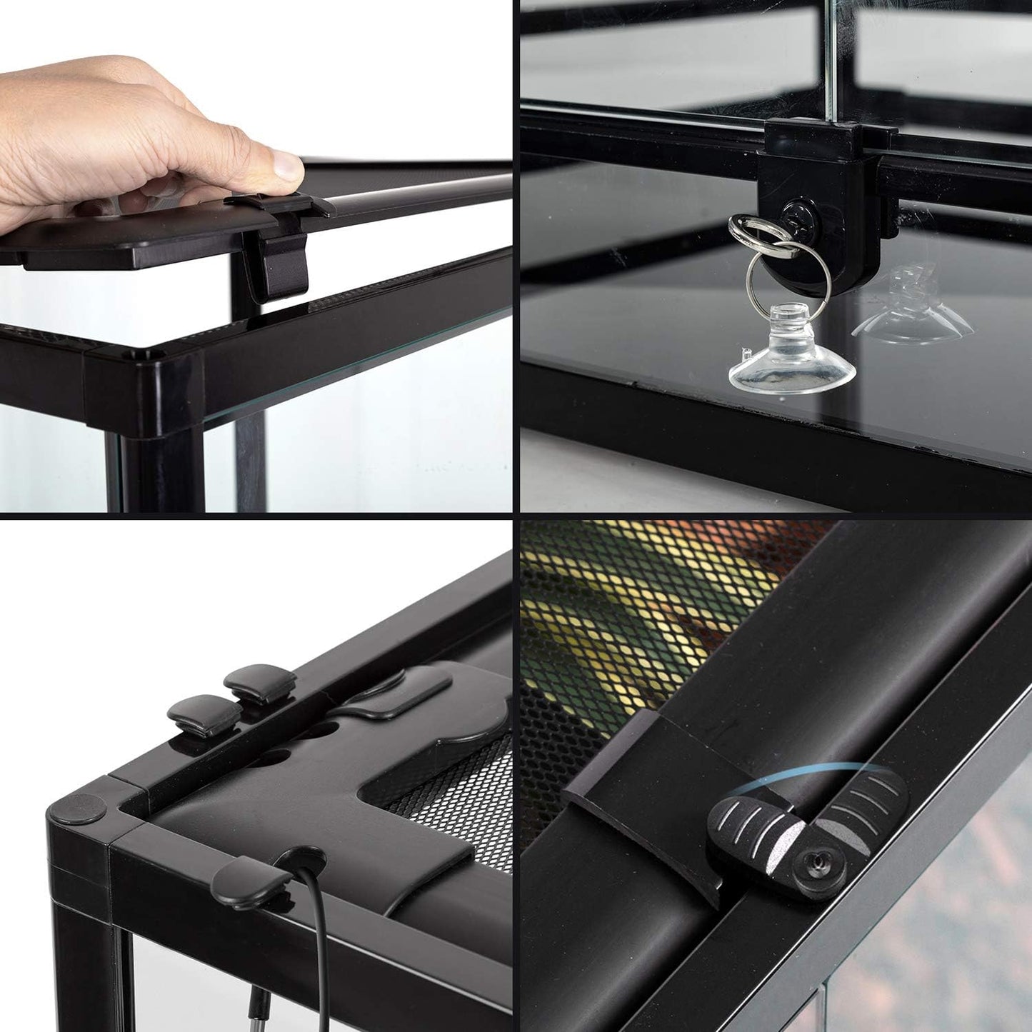 REPTI ZOO 50 Gallon Reptile Glass Tank Terrarium 2 in 1 Side Meshes and Side Glasses Double Hinge Door with Screen Ventilation Tempered Glass 36" x 18" x 17.75"