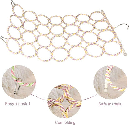 2 Packs Parrot Swing Hanging Toys, Bird Climbing Rope Net Ladders Small Medium Pet Activity Toy Suitable for Parakeet,Cockatiel,Cockatoo,Conure,Mini Macaw（Random Color ） (Style-1)