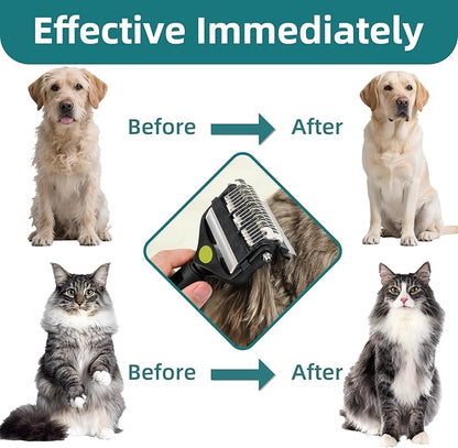 3-IN-1 Pet Grooming Tool - Undercoat Rake, Dematting Comb & Deshedding Brush for Cats & Dogs - Removes Mats, Tangles & Loose Fur, Reduces Shedding & Prevents Hair Mess (Green)