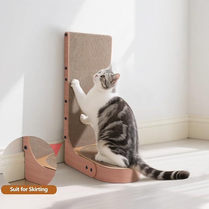 Cat Scratcher, 2 in 1 Multifunctional L Shape Cat Scratch Pad Wall Mounted with Oval Cat Bed Bowl for Indoor Cats (1 PCS Cat Scratcher)