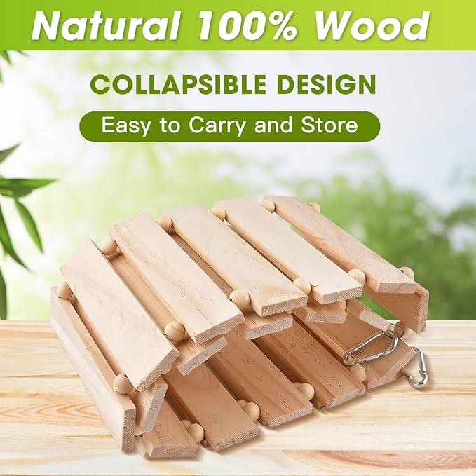 Chicken Coop Toy Natural Wooden Chicken Swing & Bridge Toys Multi-Functional Poultry Perch with Wooden Beads (Safe for Chickens/Ducks)