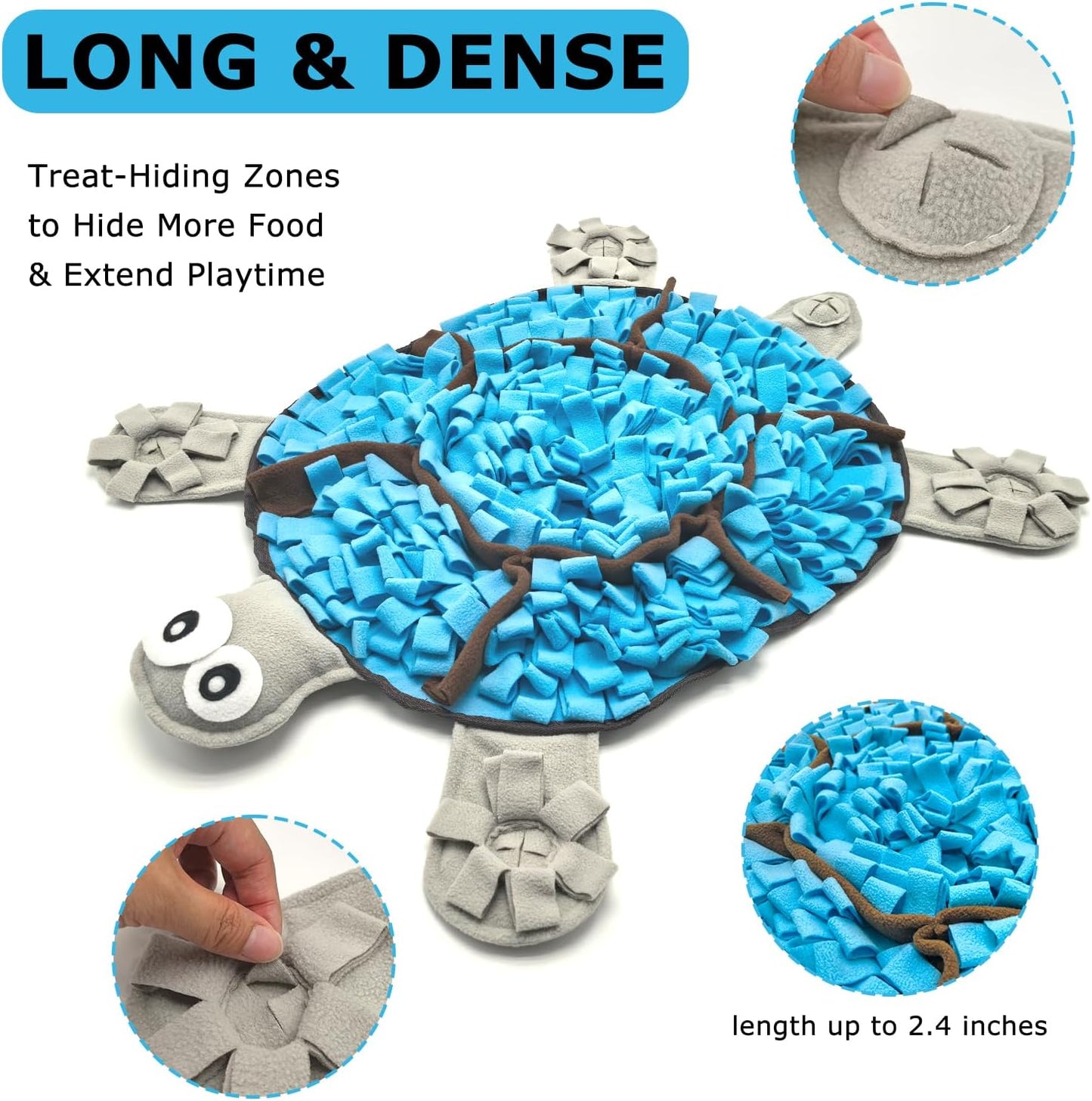 Snuffle Mat for Dogs, Tortoise-Themed Slow Feeder for Small/Middle/Large Breed, Durable Washable Portable Pet Feeding Mat, Nose Work Training Pad, Anxiety Relief & Mental Stimulation(S, Blue)