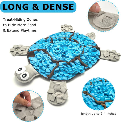 Snuffle Mat for Dogs, Tortoise-Themed Slow Feeder for Small/Middle/Large Breed, Durable Washable Portable Pet Feeding Mat, Nose Work Training Pad, Anxiety Relief & Mental Stimulation(M, Blue)