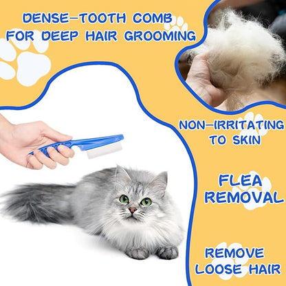 Grooming Brush Kit 8PCS，Dematting Comb for Shedding and Tangles，Cat Bath Supplies，Dogs Brushes for Grooming,Cat Brushs，Puppy Brush and Flea Comb