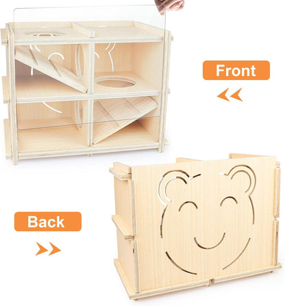 Hamster Toy Adventure Box,Multi Chamber Viewable Hamster House with Tunnel Meets The Nature of All Kinds and Sizes of Hamsters Rats Small pet Rodents(S)