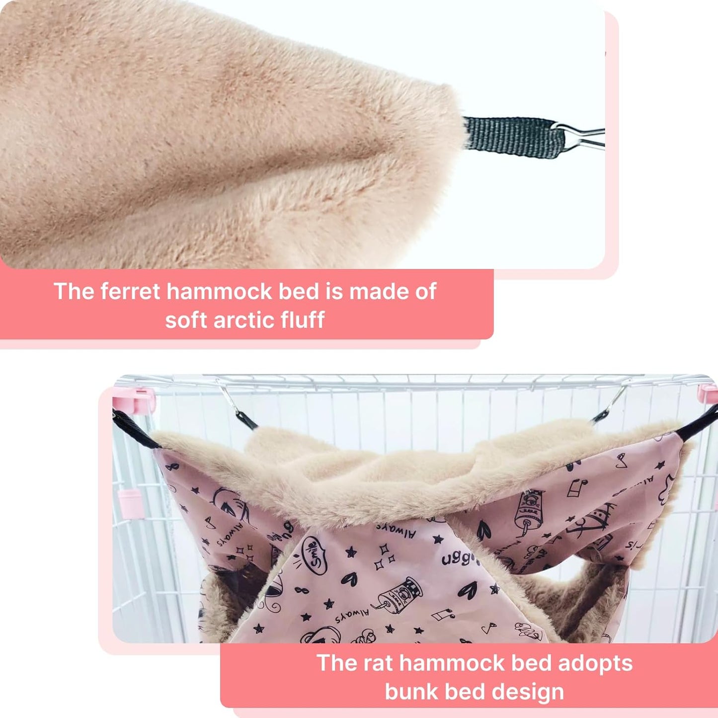 LYART 2 Pieces Guinea Pig Rat Ferret Hammocks and Warm Beds for Small Animals Pet, Squirrel Rat Ferret Cage Accessories and Toys for Sugar Glider Guinea Pig Hamster (2.Teapot+Heart)