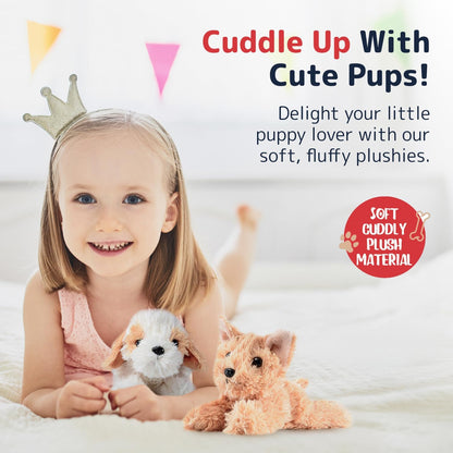 PREXTEX Stuffed Puppies - Set of 4 Cute Dog Toy Stuffed Animals for Girls and Boys - 6 Inch Small Plushies - Plush Dogs Stuff Animals for Puppy Party Favors - Small Stuffed Animals Puppy Toys for Kids