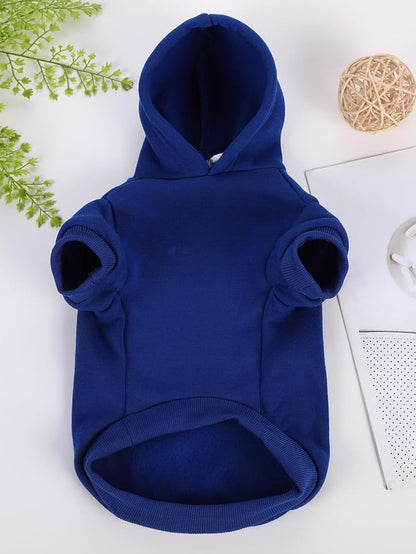 QWINEE Basic Dog Hoodie Sweatshirt Puppy Sweater Warm Cat Costumes Pet Clothes for Chihuahua Puppy Kitten Small Medium Dogs Royal Blue X-Small