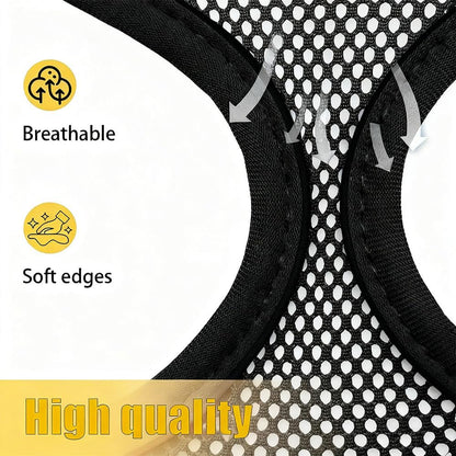 Dog Harness Small Sized and Leash Set, Dog Harness with Leash Set, Comfortable Air Mesh Dog Vest Harness with Reflective Strip, Reflective for Safe Easy Walking Dogs, Cats, Black S