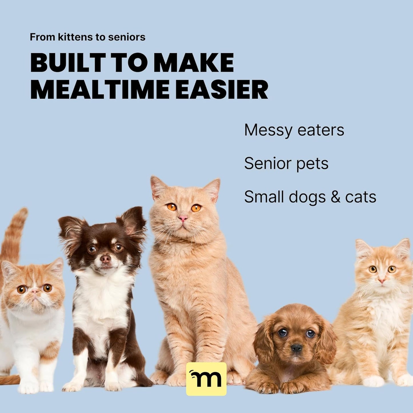 MalsiPree Dog Bowls Elevated & Pet Bowls - Small, Sand Beige - 45° Tilt Stand with Splash Guard - Dog Feeding Station with Ceramic Dishes for Food & Water