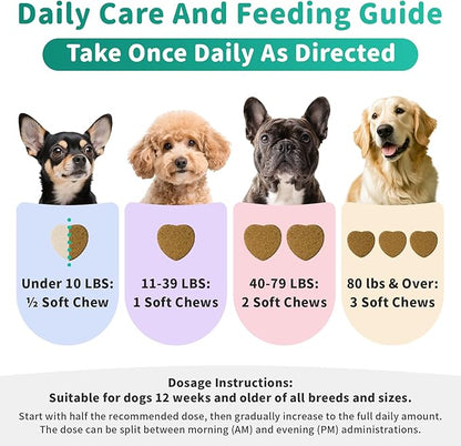 Dog Hip and Joint Supplement, 15-in-1 Advanced Glucosamine for Dogs with Chondroitin, MSM, New Zealand GLM, Pea, Omega 3 - Chicken Flavor - 90 Soft Chews, Fits All Breeds and Sizes