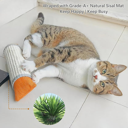 Cat Kicker Toy, 10 Inch Long Cat Scratcher Post, Natural Sisal Toy for Indoor Cats(Oranger and Silver)