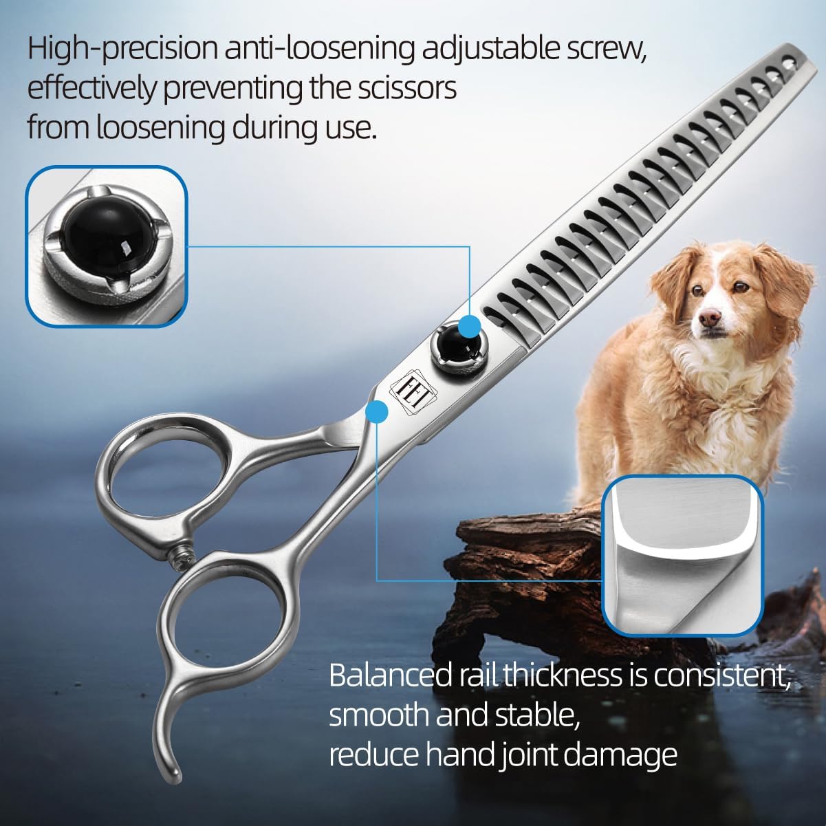 Dog Grooming Scissors: 7 inch Pet Chunker Shears Made Of Japanese 9CR Advanced Stainless Steel Professional Grooming Scissors for Dogs Cats and Other Pets