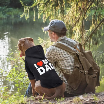 GreenJoy Dog Sweater Dog Hoodie Cold Weather Dog Coat Hooded Sweatshirt for Puppies,Cats, Small Medium Large Dogs(X-Large, Black (I Love My Dad))