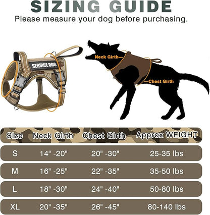 WINSEE Tactical Dog Harness, No Pull Dog Harness for Medium Large Dogs with Handle & Molle, Military Service Dog Vest Harness in Training Pet Harness for Small Dogs