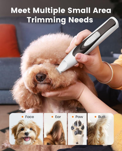oneisall 2 in 1 Quiet Paw Trimmer and Dog Nail Grinder with LED Lights, 35dB Dog Paw Grooming Kit Rechargeable Cordless Pet Clipper