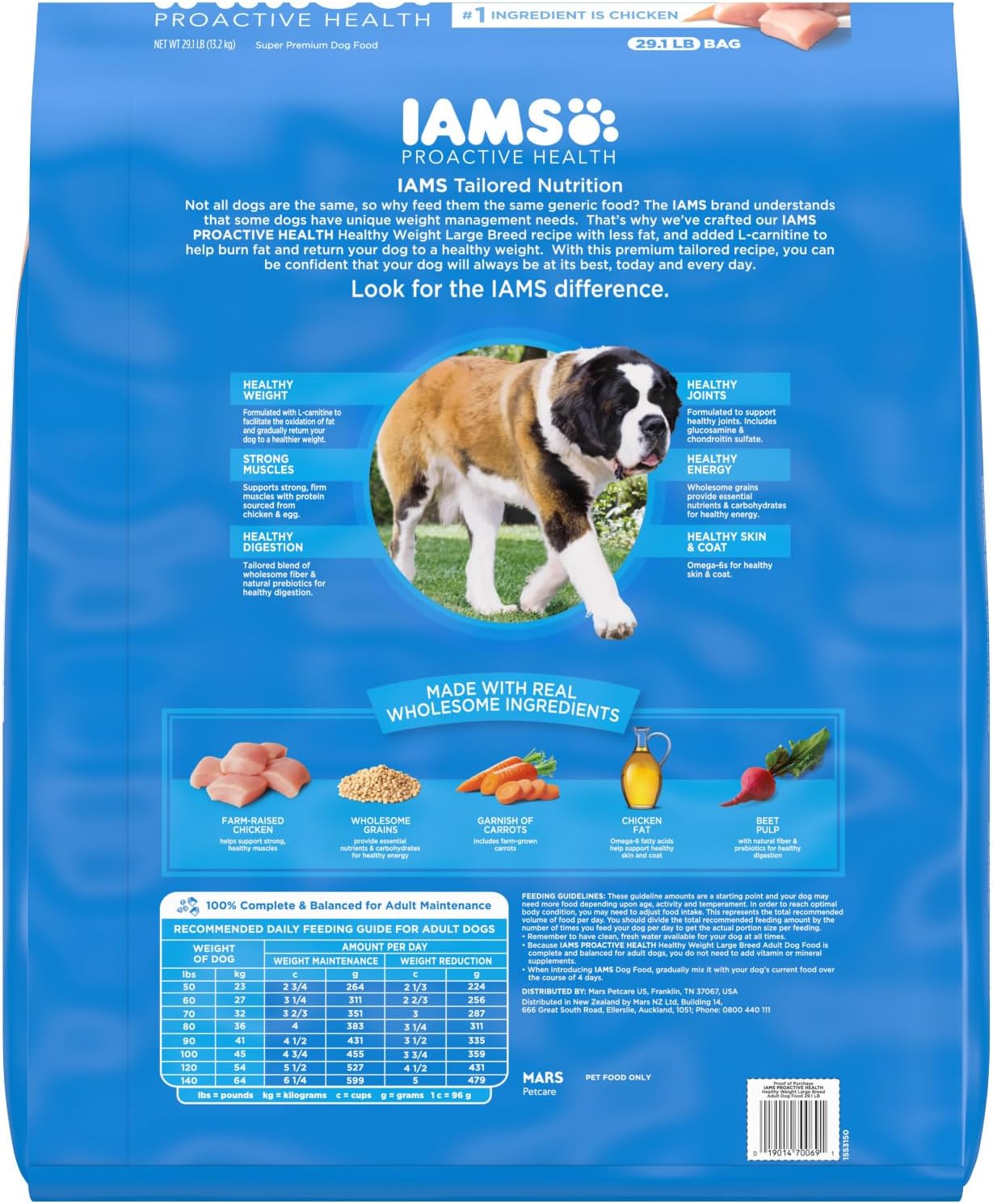 IAMS Proactive Health Healthy Weight Control Large Breed Adult Dry Dog Food with Real Chicken, 29.1 lb. Bag