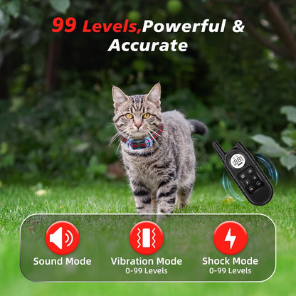 Tiniest Cat Shock Collar, Lightest Cat Training Collar with Remote for Small Cats 5-15lbs & Medium Large Cats/Puppies, Waterproof, Rechargeable, 1300ft Range（Red）