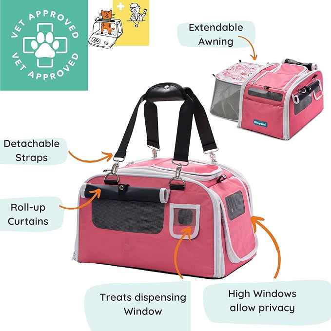 New Premium Soft-Sided 2-in-1 Kittyrama Cat Carrier & Home Hideaway – Vet-Recommended Calming Den, Dual-Use Lounge & Travel Carrier with SBS Zippers, Airline-Approved Under-Seat Fit