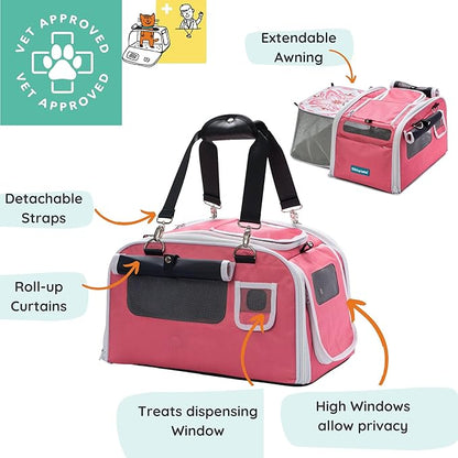 New Premium Soft-Sided 2-in-1 Kittyrama Cat Carrier & Home Hideaway – Vet-Recommended Calming Den, Dual-Use Lounge & Travel Carrier with SBS Zippers, Airline-Approved Under-Seat Fit
