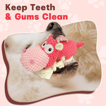 Squeaky Dog Toy - Plush Interactive Chew Toy for Large, Medium and Small Dogs, Keeps Them Busy (Pink, Medium)