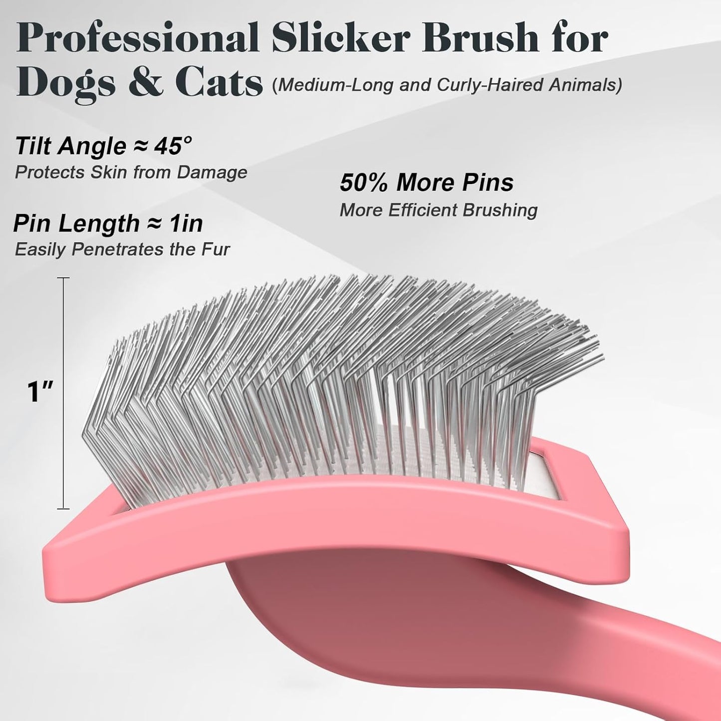 2PCS Slicker Brush for Dogs & Pet Comb,Professional Dog Grooming Brush (Goldendoodles,Poodles,Labradoodles) with Extra Long Pins to Effectively Remove Tangles, Knots and Mats (Light Pink Large)