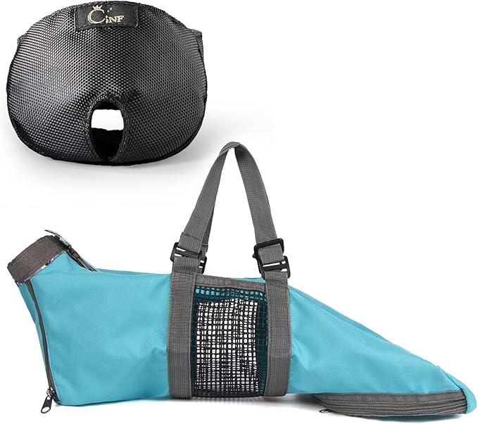 Cinf Cat Nail Clipping Cleaning Grooming Restraint Bag (Free Muzzle) Set No Scratching Biting for Bathing Nail Trimming Injecting Examining(Blue,L)