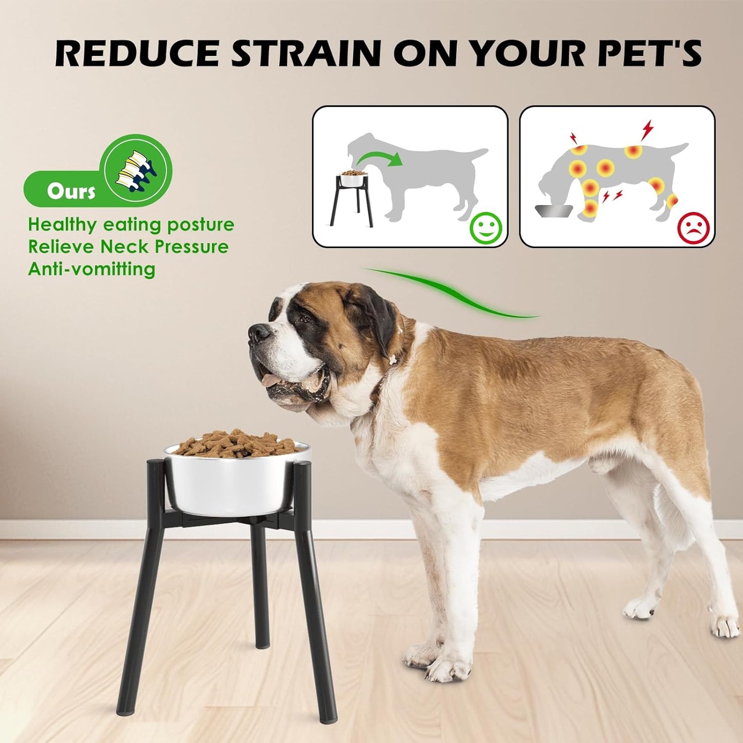 Dog Bowl Stand for Large Dogs, Adjustable Width 7-10.6" Elevated Dog Bowls，13.7in Tall Raised Food Water Stand, Single Holder, Bowl Not Included