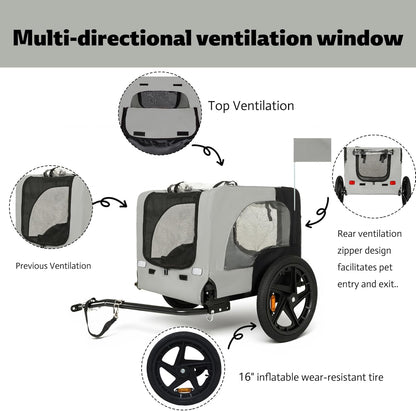 Pet Bike Trailer for Dogs, 88LBS Capacity Dog Bicycle Trailer with 20" Pneumatic Rubber Wheels, Multi-Directional Ventilation, Waterproof Cover, Perfect for Cycling with Pets