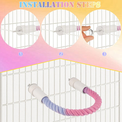 3Pcs Rope Perches for Bird Cages, Bendable Climbing Rope Cage Accessory Toy, Perfect for Parrots Cockatiels & Budgies, BirdToys, Swings & Ladders for Medium Birds