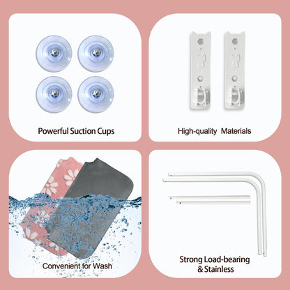 Cat Window Perch, Foldable Cat Window Hammock with Cute 3D Textured Flower Cover, Breathable Mesh Cover and Strong Suction Cups, Cordless Window Seat Bed for Indoor Cats (Pink, Medium)