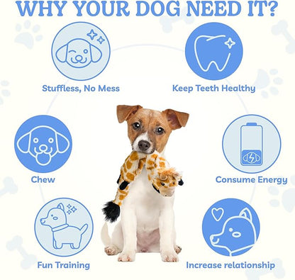 SHARLOVY Dog Squeaky Toys No Stuffing 5 Pack, Plush Crinkle Dog Toys for Large Breed, Durable Doggie Chew Cute Animals Puppy Toy for Teething