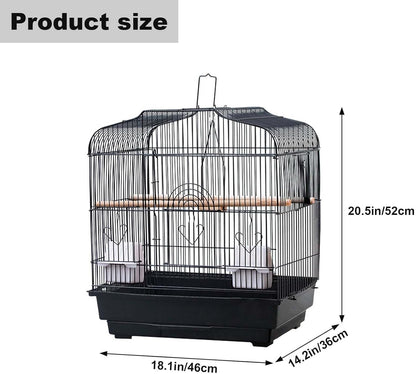 GarveeHome Small Bird Cage with Wheels, 44 Inch Parakeet Cage with Top Stand, 3 in 1 Bird Carrier for Parakeets, Canaries, Lovebirds, Small Quaker, Cockatiels, Budgie, Green Cheek (20in White)