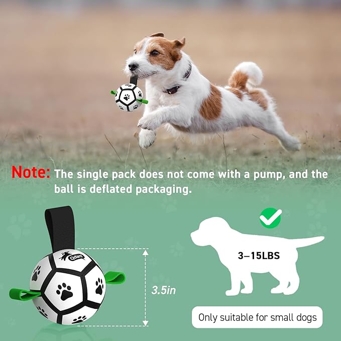 QDAN Small Dog Toys, Puppy Balls, Dog Balls with Straps for Small Breed, Soccer Ball for Dogs, Puppy Toys, Dog Birthday Gift (Black Green, 3.5 inch)